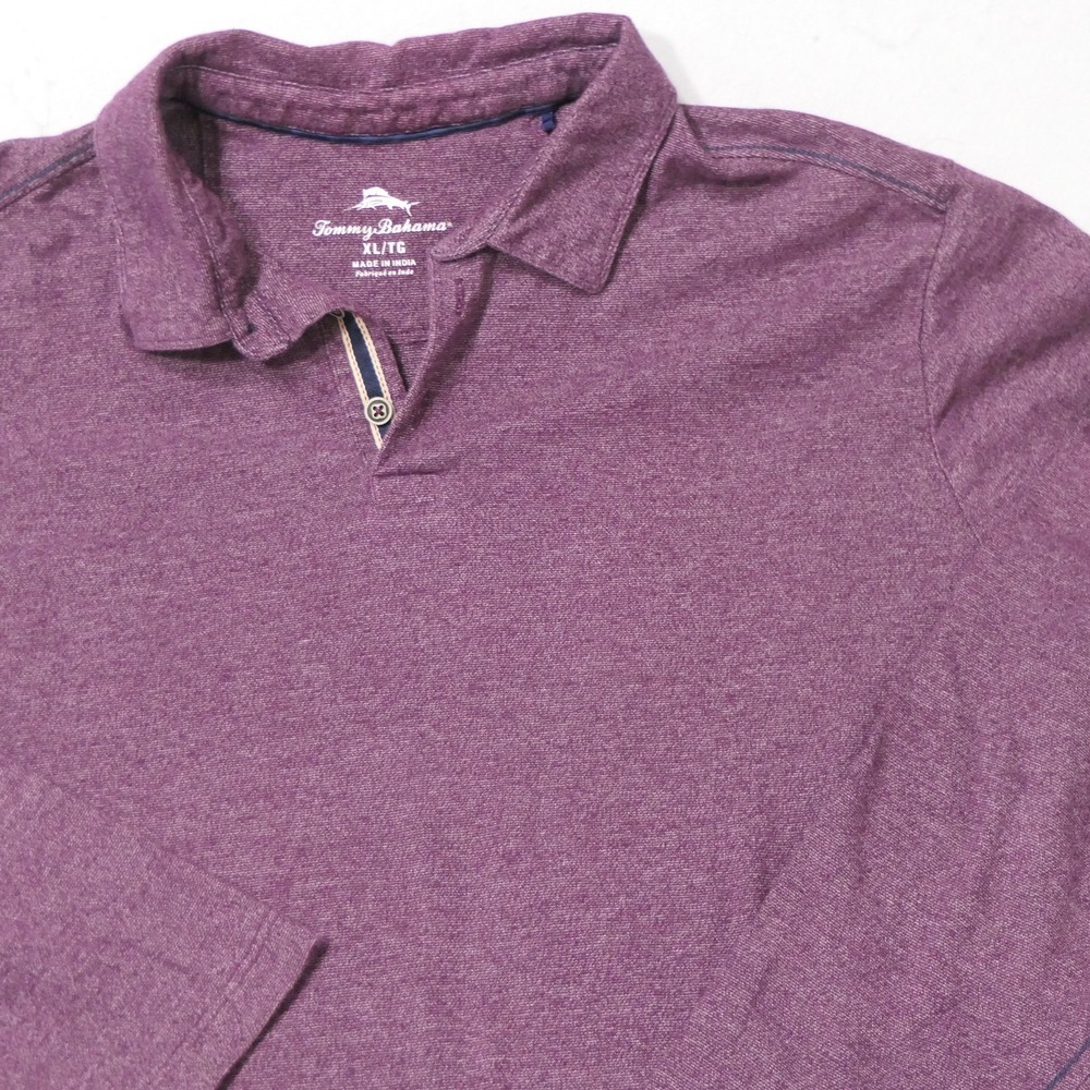 Tommy Bahama Mens Polo XL Burgundy Long Sleeve Cotton Preppy Classic Resort